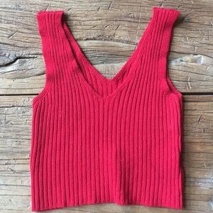 Brandy Melville Red Knit Crop Top